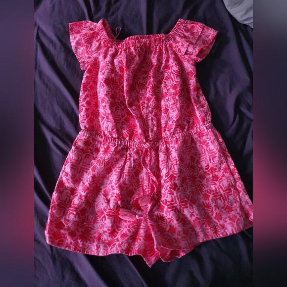 Vineyard Vines Size xxs Linen Tile Otomi Tropical Romper Off Shoulder Shorts - Picture 2 of 4